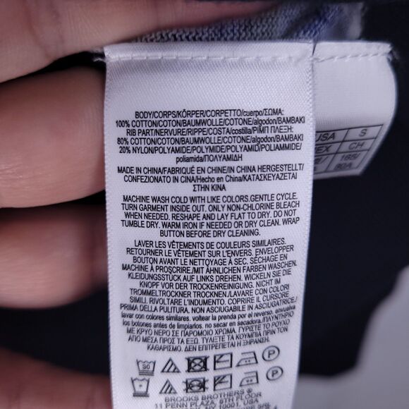 Brooks Brothers Cardigan Womens Small Blue Twinset Abstract Cotton Jersey NWT - Picture 11 of 12